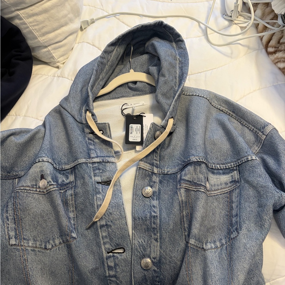 rag & bone Light Blue Hooded Denim Jacket - Picture 3 of 5